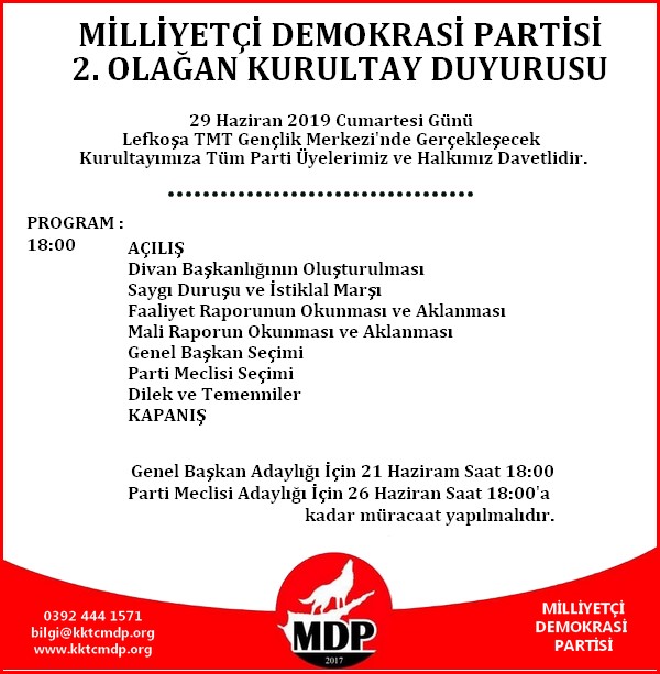 DUYURU: 2. Olağan Kurultayımızı 29 Haziranda Yapıyoruz.
